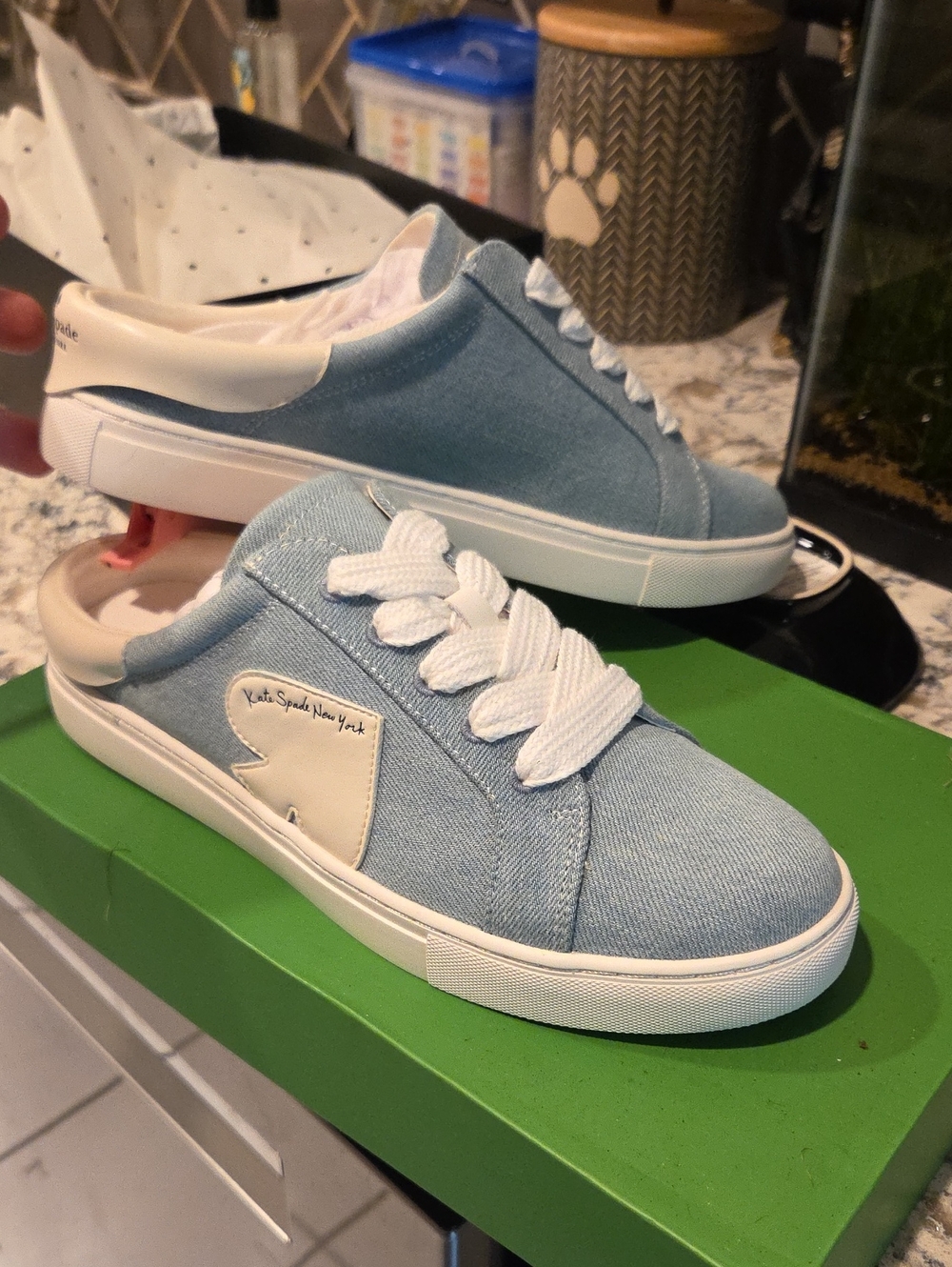 Kate Spade New York  CHARLI MULE SNEAKER - Light Blue Denim Slip-On Sneakers